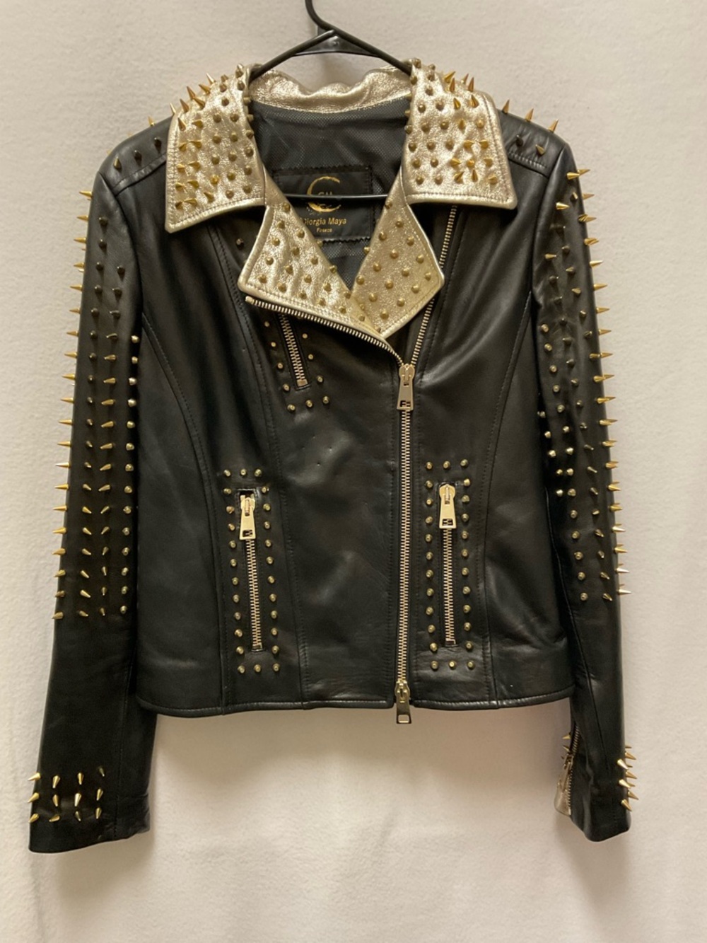 Giorgia Maya black leather biker jacket